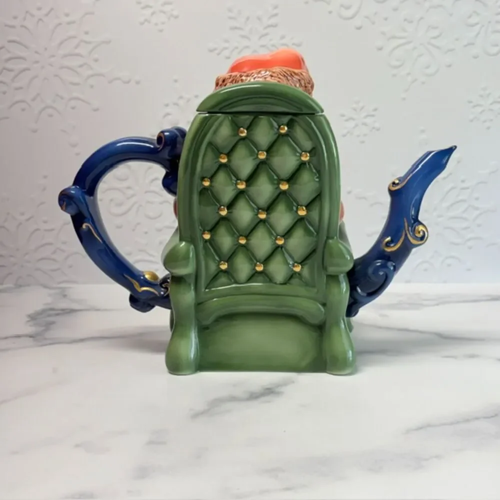 Department 56 Santa Claus Figural Teapot Green Chair Christmas Ceramic 10in
